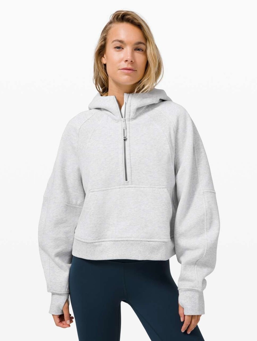LULULEMON Scuba Oversized 1/2 Zip Hoodie Heathered Core Ultra Light Grey Med/Lg